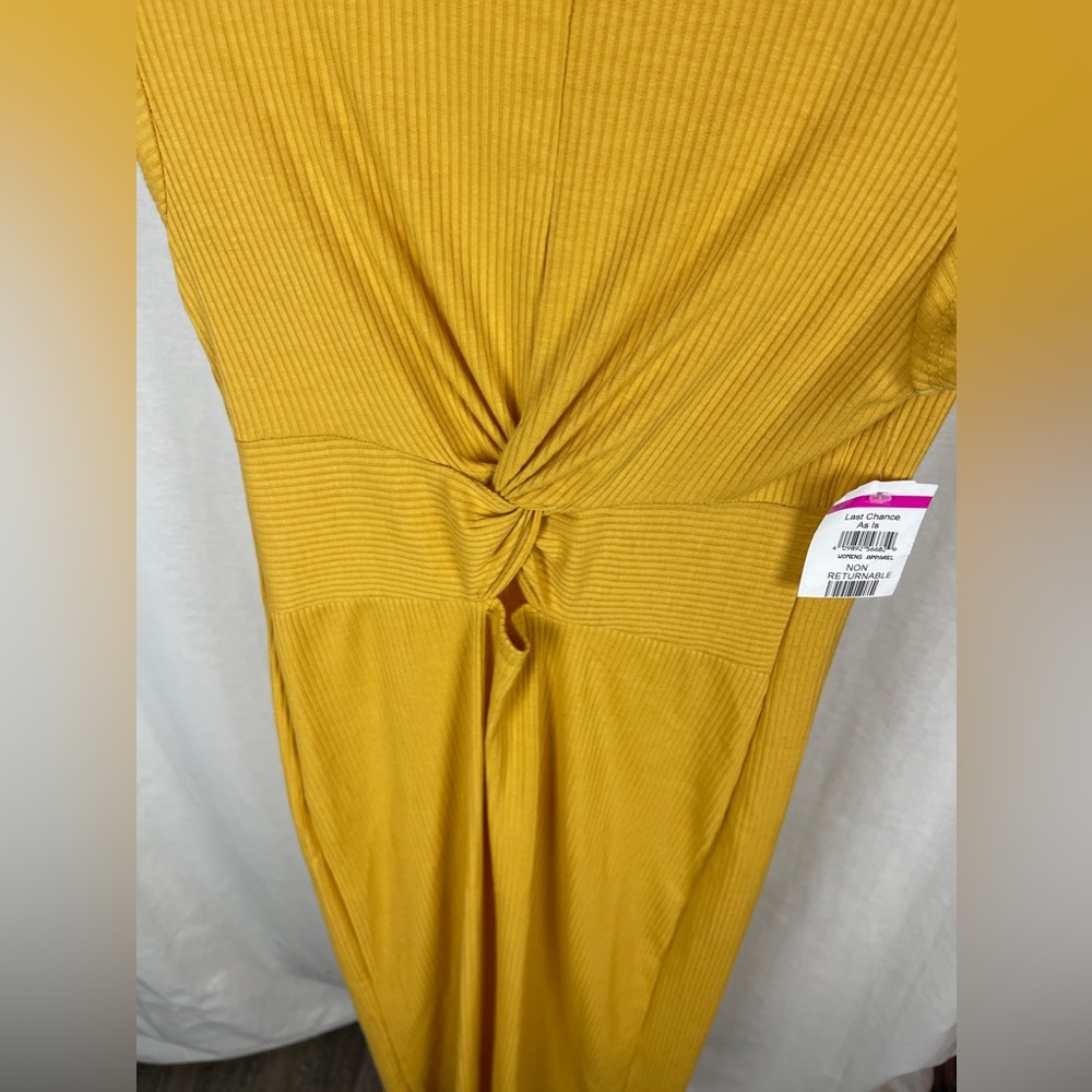 VELVET TORCH YELLOW RIBBED KNIT MIDI DRESS SIZE MEDIUM (8-10) NWT - Picture 9 of 11